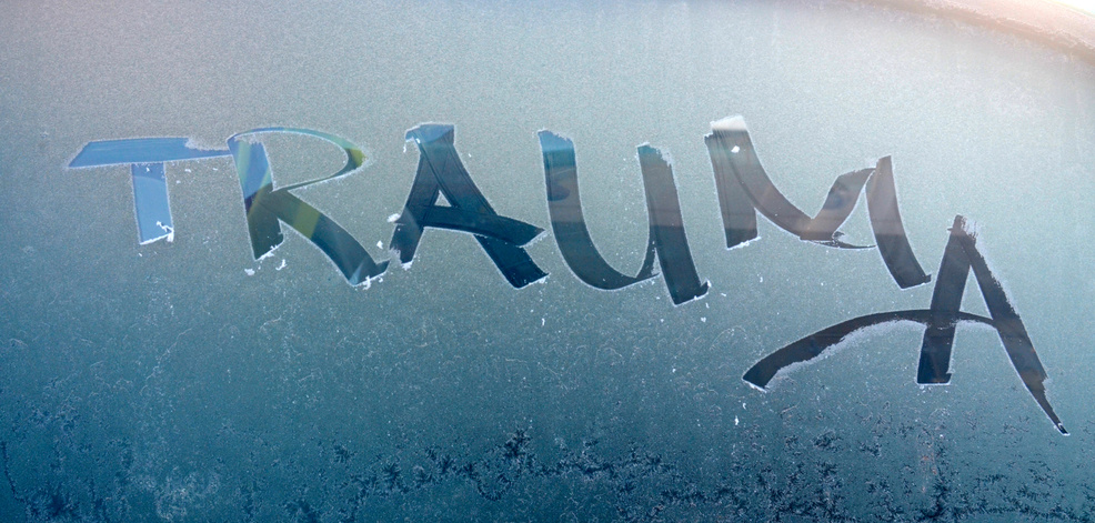 Trauma word on a frost car window